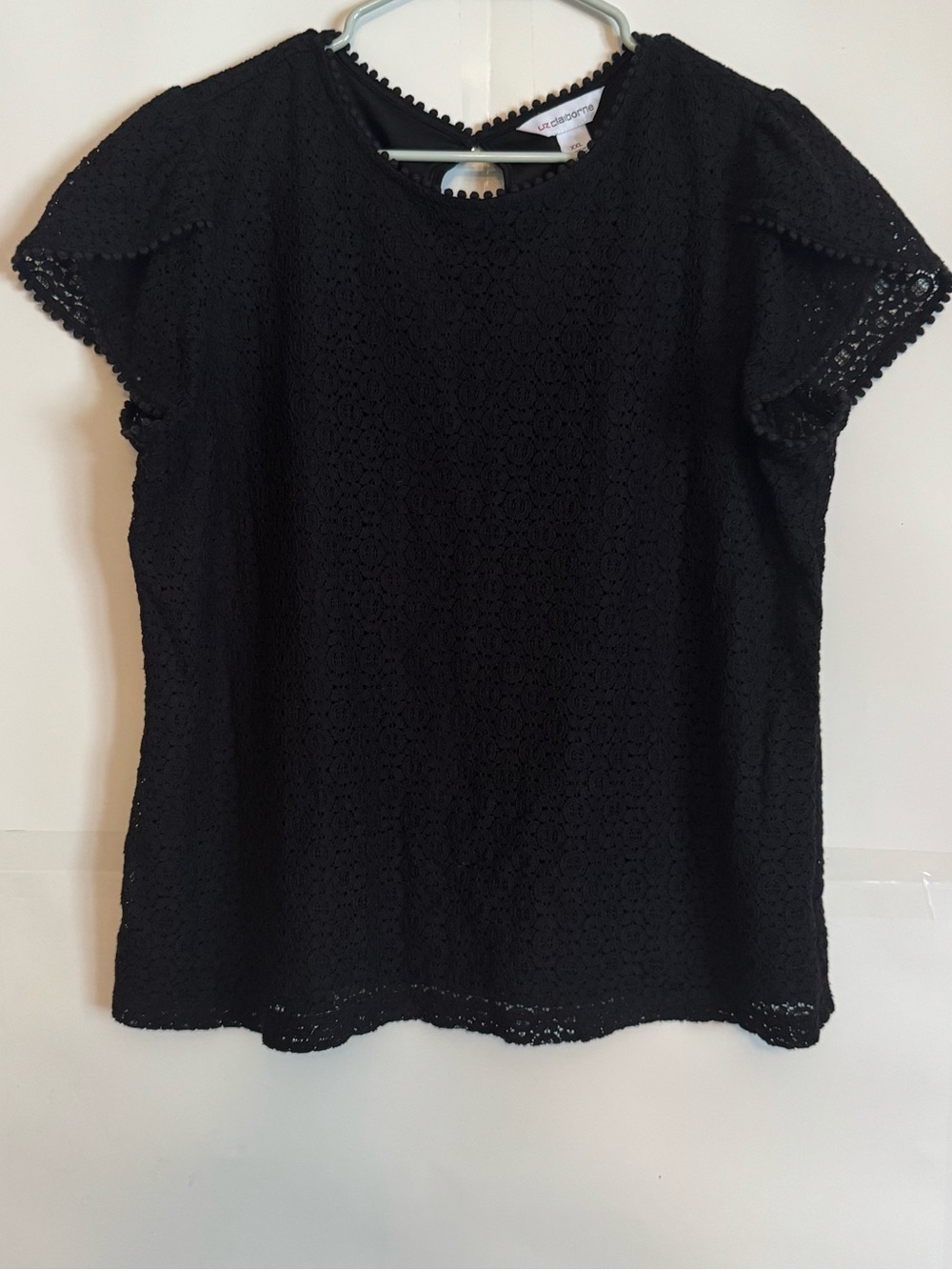 Liz Claiborne Black Lace Flutter Sleeve Blouse